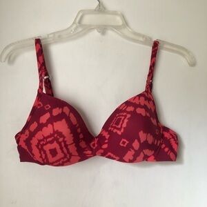 Victoria's Secret Vintage Y2K Underwire Red Pink Tie Dye Bikini Top 36B